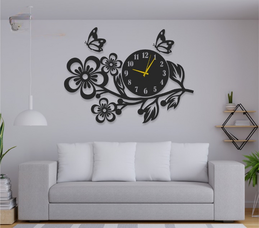 3d wooden Flower wall clock Wall decor for home Wall Decoration