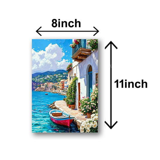 Set of 5 italian mediterranean vintage homes aesthetic art