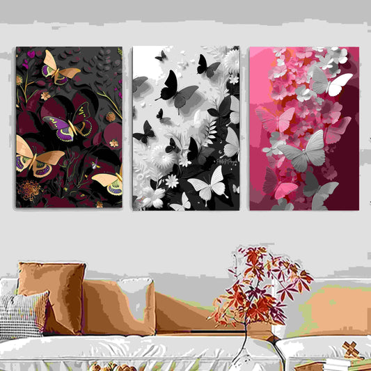 3-Piece Butterfly Art Wooden Wall Frame Set (8×11 Inch Each)