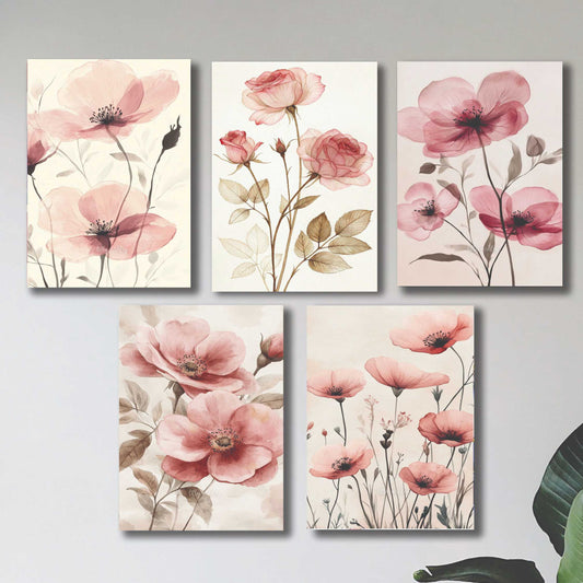 Pink Floral Wooden Wall Frame set (8×11 Inch Each Frame)