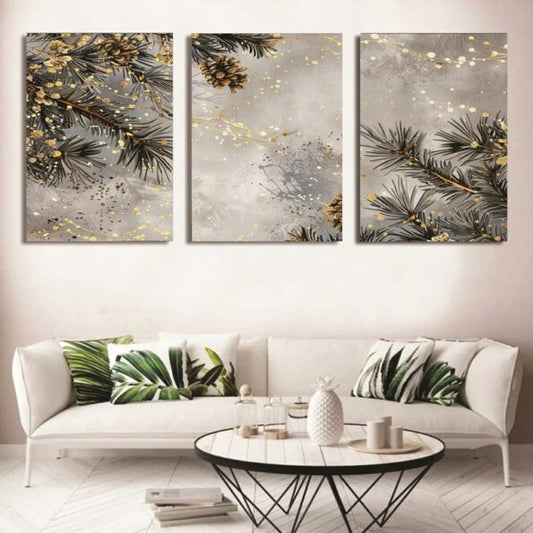 Golden Pine 3-Piece Wall Art Set 8×11 inches (each)